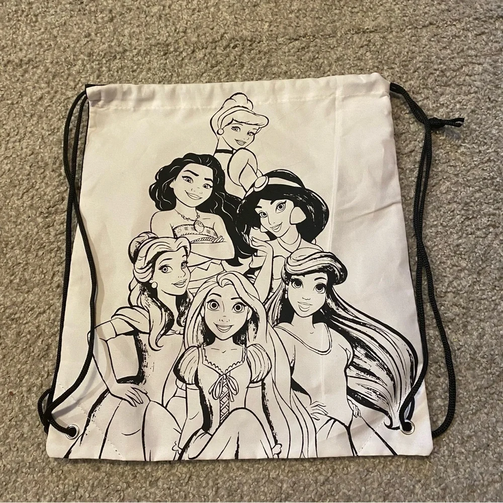 Disney Princess Color Your Own Cinch Bag Book Bag NEW Craft Moana Jasmine Belle